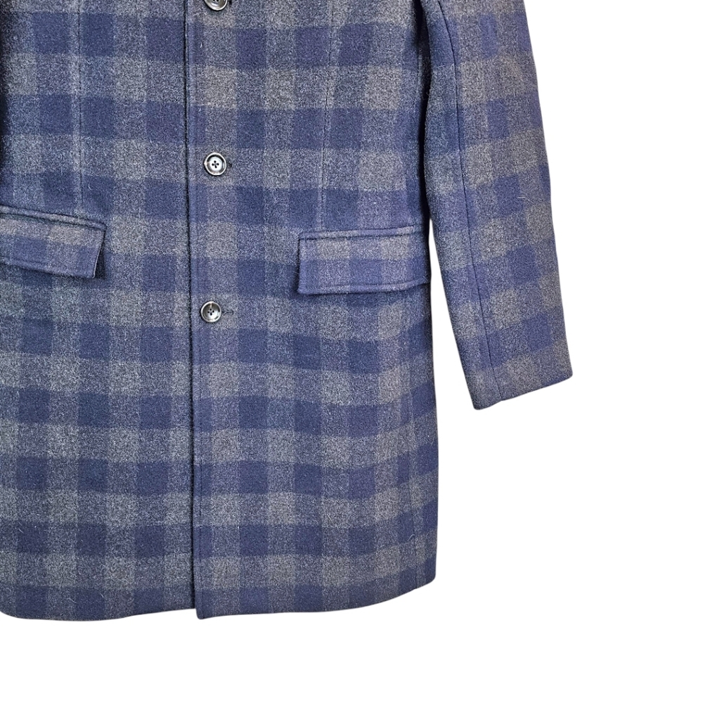 J.Crew Ludlow Plaid Wool Topcoat Navy Gray Check Wool Blend Classic 40R - Picture 9 of 12